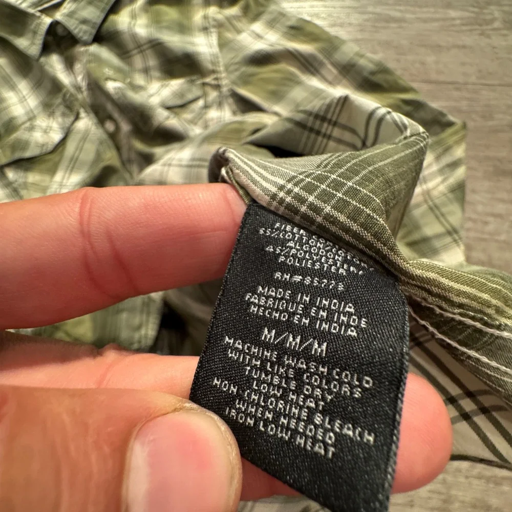 ONeill Shirt Mens M Green Plaid Cotton Woven Performance Outdoor Surf Beach VTG